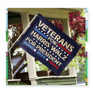 Veterans For Harris Walz For President 2024 House Flag