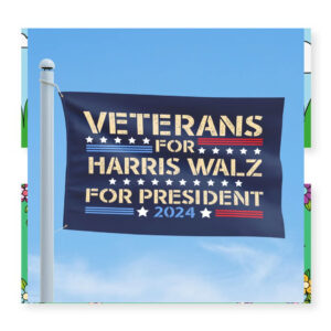 Veterans For Harris Walz For President 2024 House Flag