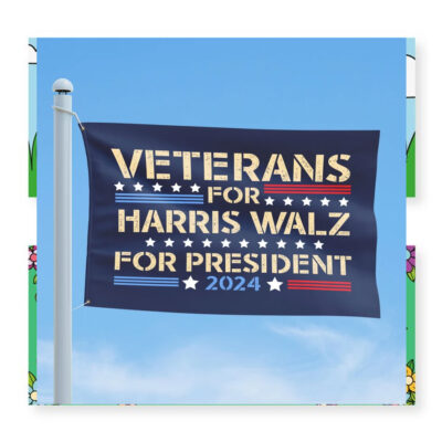 Veterans For Harris Walz For President 2024 House Flag