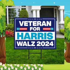 Veterans For Harris Walz Yard Sign