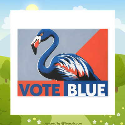 Vote Blue Flamingo For Kamala Harris Yard Sign