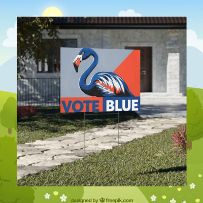 Vote Blue Flamingo For Kamala Harris Yard Sign