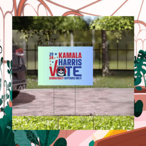 Vote For Kamala Harris Democracy Depends On It Yard Sign