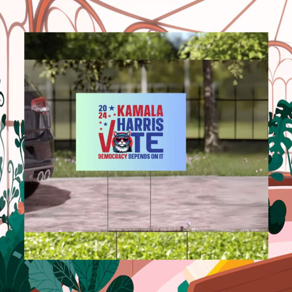 Vote For Kamala Harris Democracy Depends On It Yard Sign
