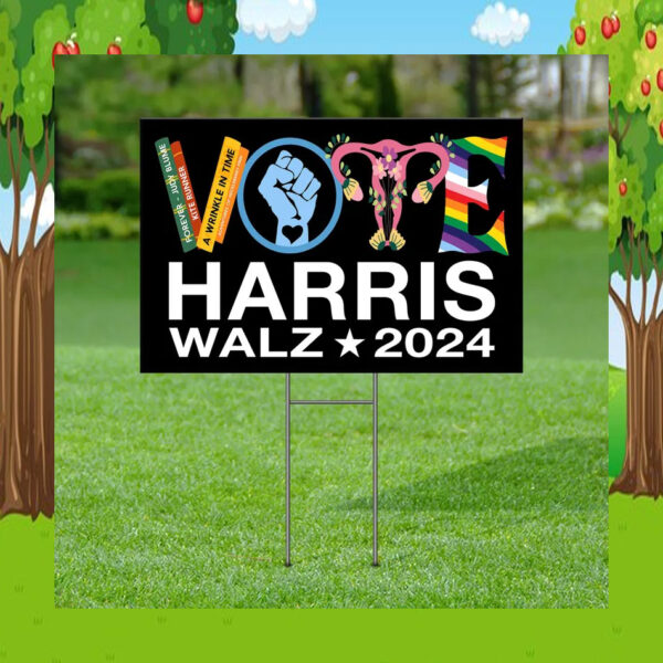 Vote Harris Walz 2024 Democracy Yard Sign