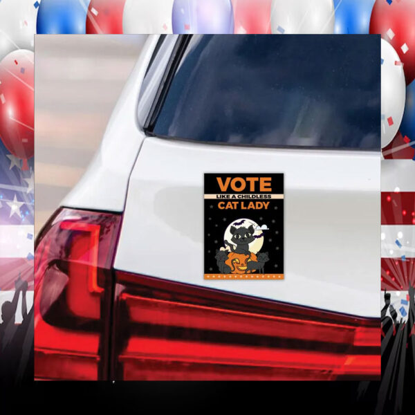 Vote Like Childless Cat Lady Kamala Harris Halloween Sticker