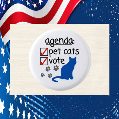 Vote & Pet Cats Kamala Button Pin