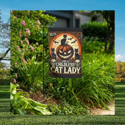 Vote like A Childless Cat Lady For Kamala Harris Halloween Garden Flag
