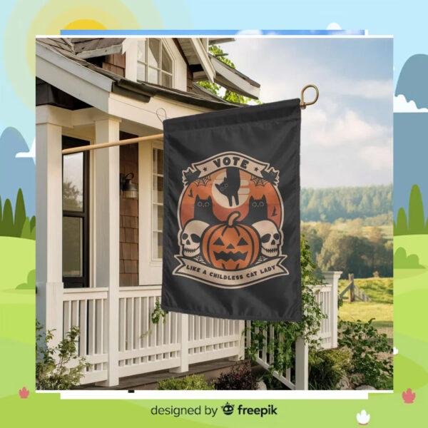 Vote like A Childless Cat Lady Kamala Harris Halloween Flag