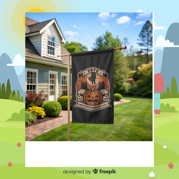 Vote like A Childless Cat Lady Kamala Harris Halloween Flag