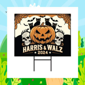 Vote like Childless Cat Lady Harris & Walz 2024 Halloween Yard Sign