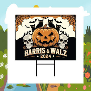 Vote like Harris Walz 2024 Halloween Childless Cat Lady Yard Sign