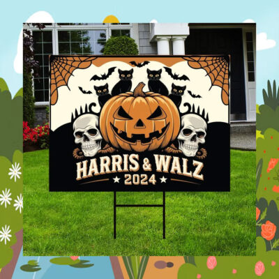 Vote like Harris Walz 2024 Halloween Childless Cat Lady Yard Sign