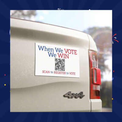 When We Vote We Win Scan To Register To Vote Kamala Bumper Magnet