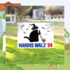 Black Cat For Harris Walz 24 Halloween Spooky Yard Sign