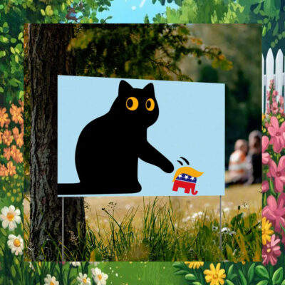 Black Cat For Kamala Harris Yard Sign