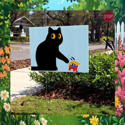 Black Cat For Kamala Harris Yard Sign