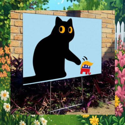 Black Cat For Kamala Harris Yard Sign