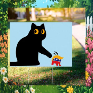 Black Cat For Kamala Harris Yard Sign