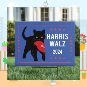 Black Cat Harris Walz 2024 Yard Sign