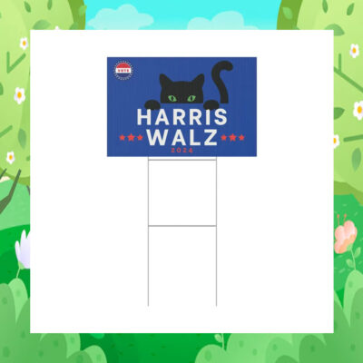 Black Cat Harris Walz 2024 Yard Signs