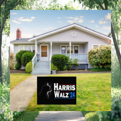 Black Cat Harris Walz 24 Election Yard Sign