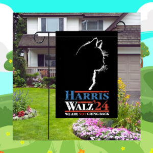 Black Cat Harris Walz 24 We Are Not Going Back Flag