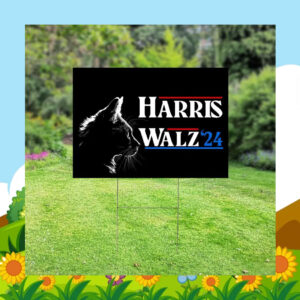 Black Cat Harris Walz 24 Yard Sign
