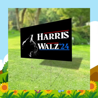 Black Cat Harris Walz 24 Yard Sign