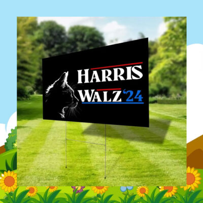 Black Cat Harris Walz 24 Yard Sign