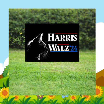 Black Cat Harris Walz 24 Yard Sign