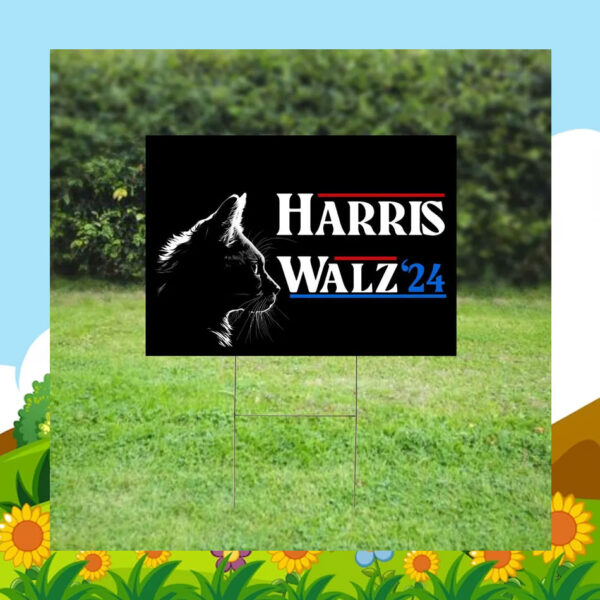 Black Cat Harris Walz 24 Yard Sign