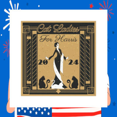 Black Cat Ladies For Harris 2024 Car Magnet
