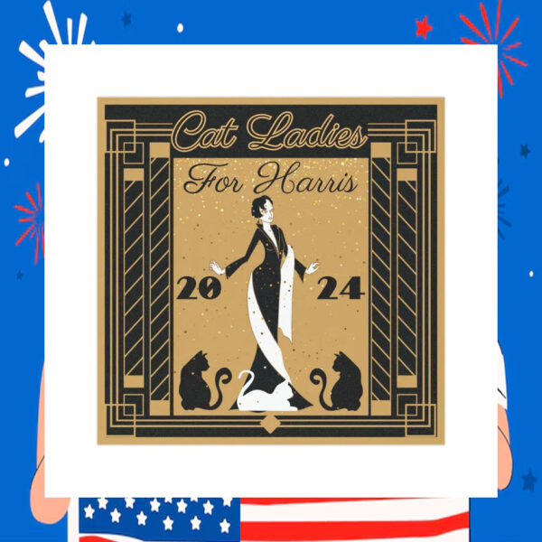 Black Cat Ladies For Harris 2024 Car Magnet