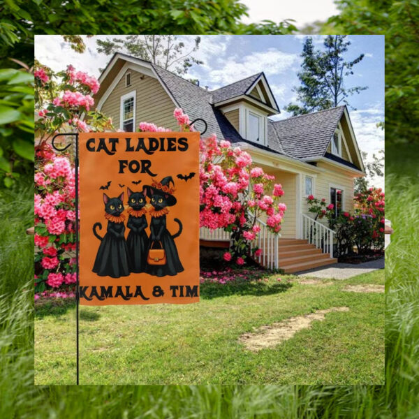 Black Cat Ladies For Kamala & Tim Flag