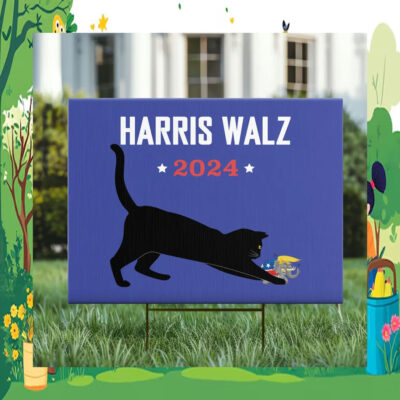 Black Cat Lady For Harris Walz Yard Sign