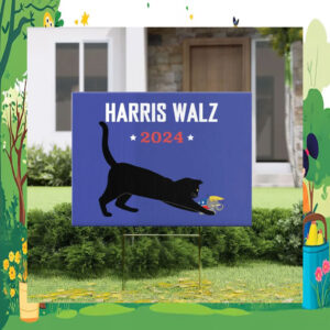Black Cat Lady For Harris Walz Yard Sign