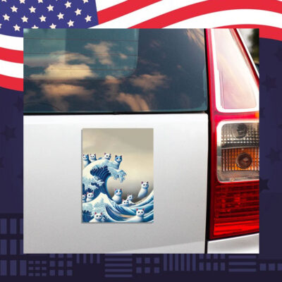Blue Cat Wave For Kamala Car Magnet