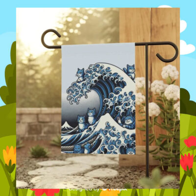 Blue Wave Cat For Kamala Garden Flags