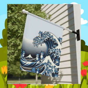 Blue Wave Cat For Kamala Garden Flags
