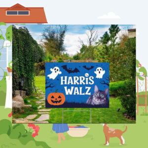 Cat Harris Walz Halloween Spooky Yard Sign