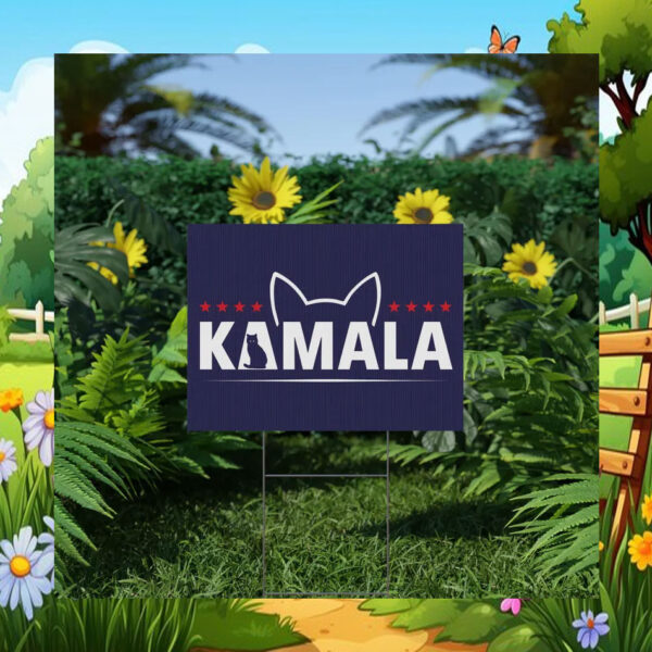 Cat Kamala 2024 Political Yard Sign