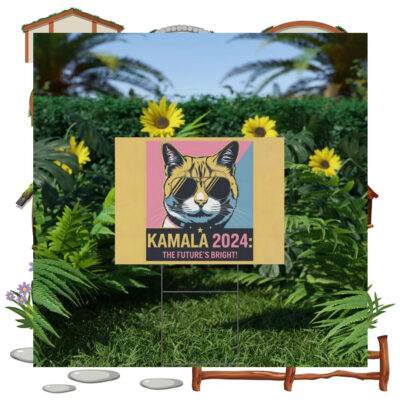 Cat Kamala 2024 The Future's Bright Yard Sign