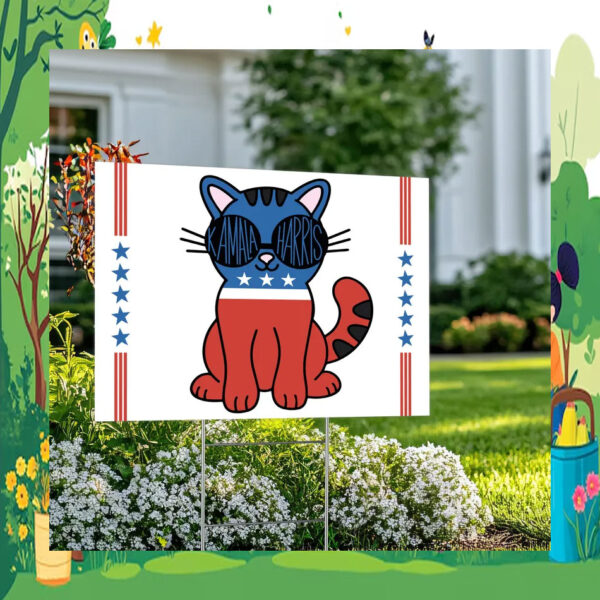 Cat Kamala Harris 2024 Election Yard Sign