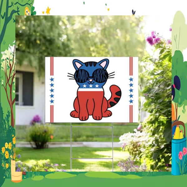 Cat Kamala Harris 2024 Election Yard Sign