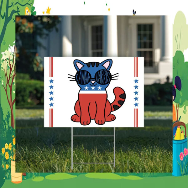 Cat Kamala Harris 2024 Election Yard Sign