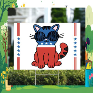 Cat Kamala Harris 2024 Election Yard Sign