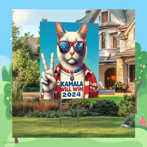 Cat Kamala Will Win Yard Sign