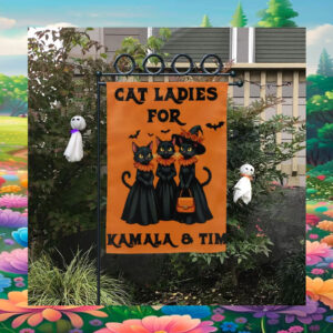 Cat Ladies For Kamala & Tim Halloween 2024 Flags