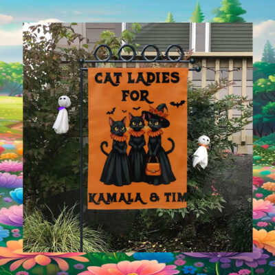 Cat Ladies For Kamala & Tim Halloween 2024 Flags
